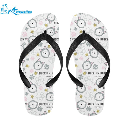 Siberian Husky design pattern Unisex Flip Flops