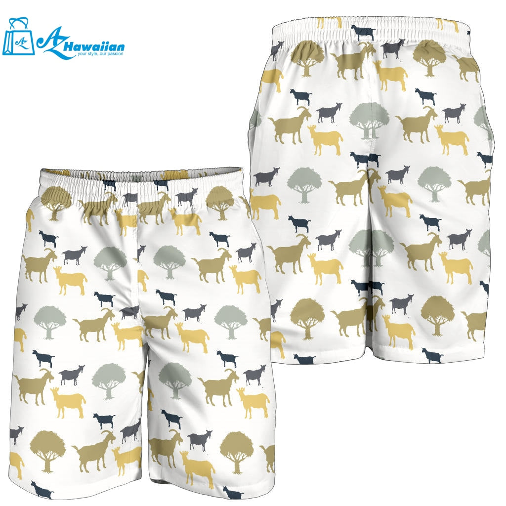 Silhouettes Of Goat And Tree Pattern Men Shorts