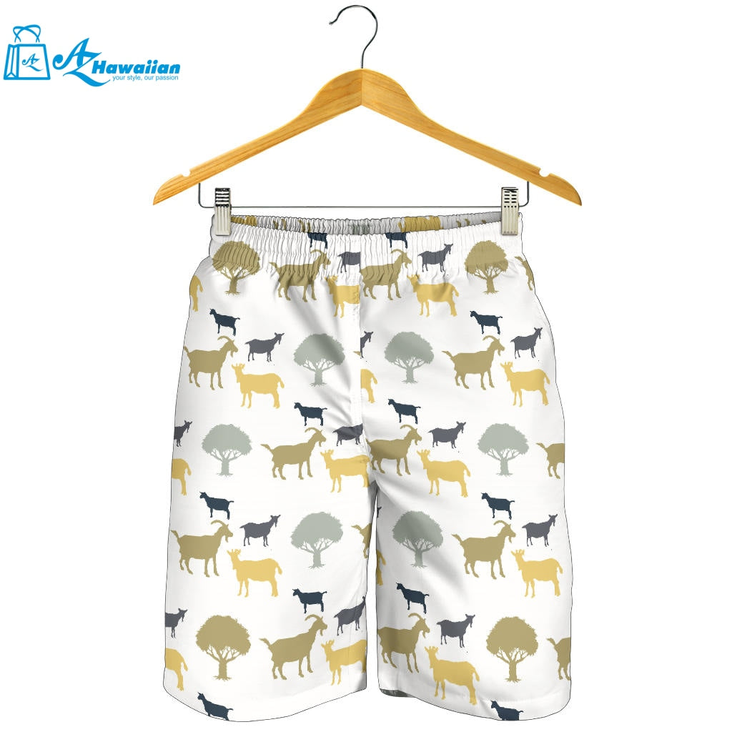 Silhouettes Of Goat And Tree Pattern Men Shorts