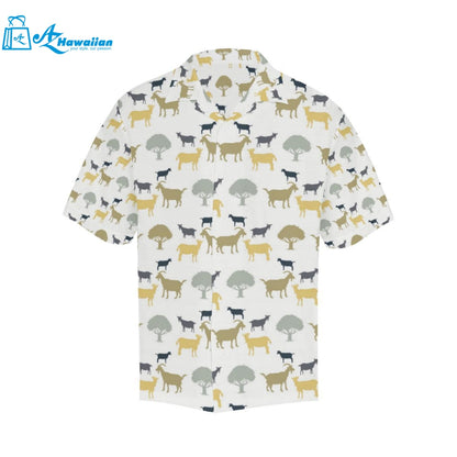 Silhouettes Of Goat And Tree Pattern Mens All Over Print Hawaiian Shirt