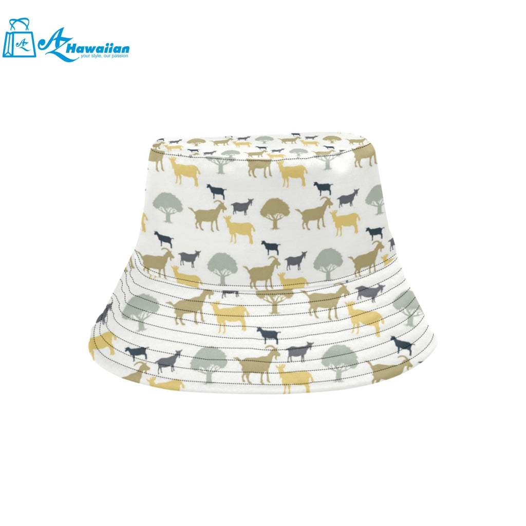 Silhouettes of goat and tree pattern Unisex Bucket Hat