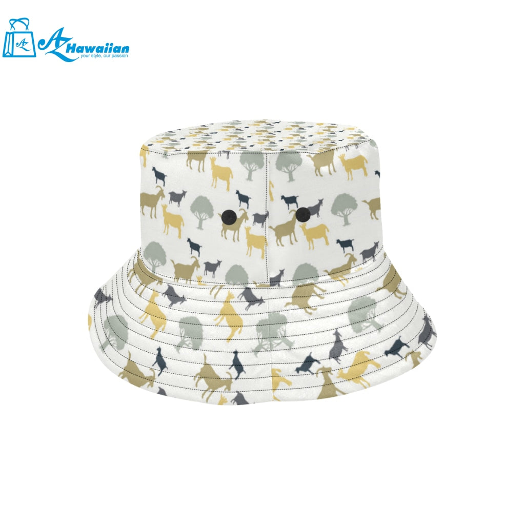 Silhouettes of goat and tree pattern Unisex Bucket Hat