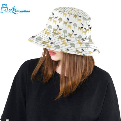 Silhouettes of goat and tree pattern Unisex Bucket Hat