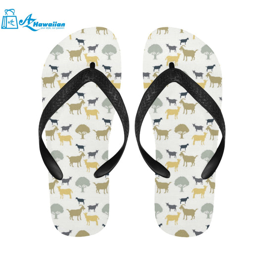 Silhouettes of goat and tree pattern Unisex Flip Flops