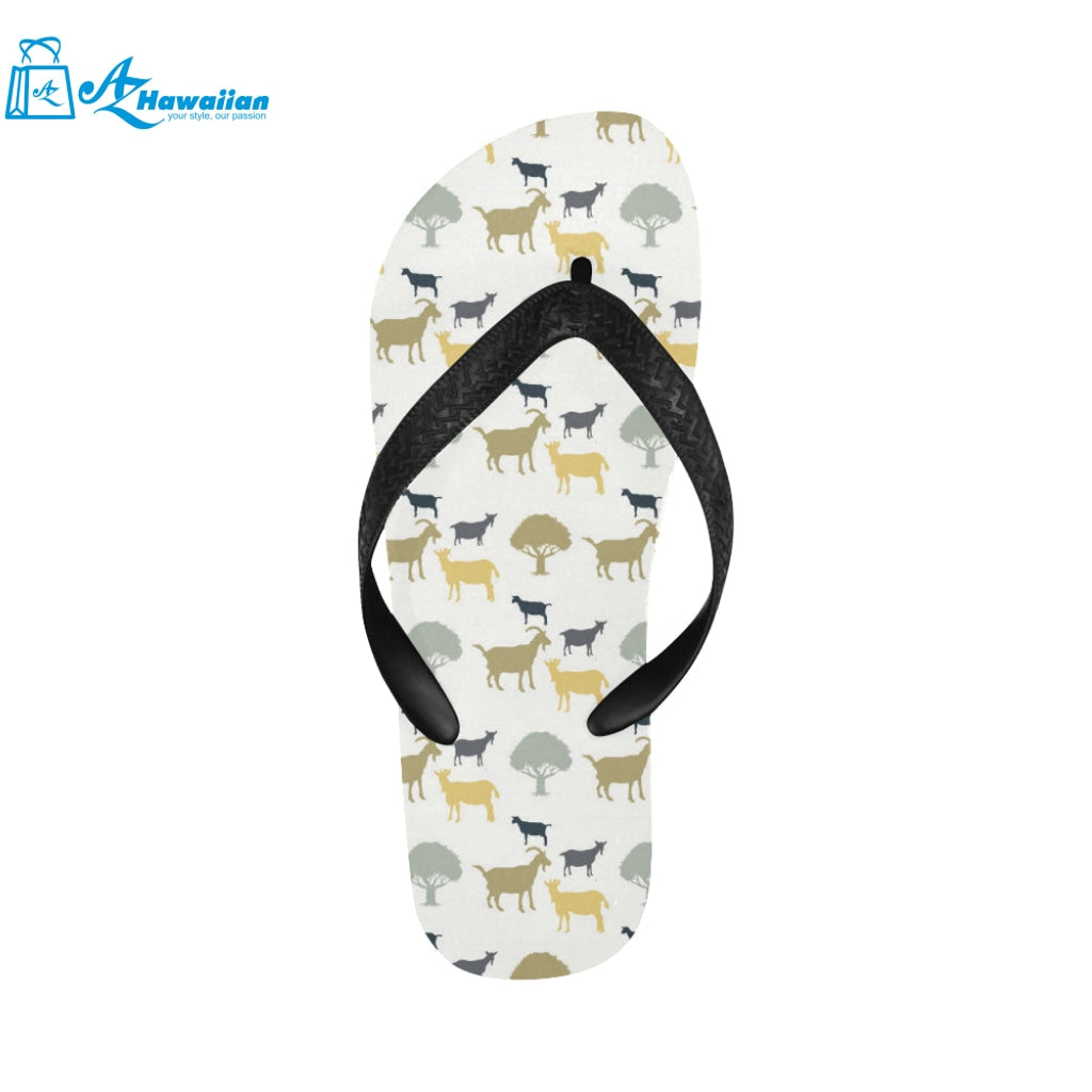 Silhouettes of goat and tree pattern Unisex Flip Flops