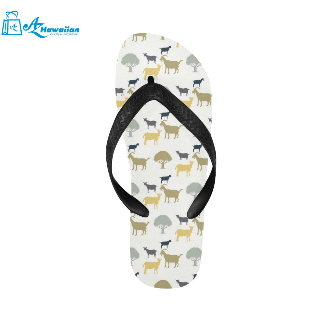 Silhouettes of goat and tree pattern Unisex Flip Flops