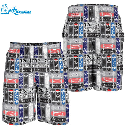 Skate Board Pattern Print Design 04 Men Shorts