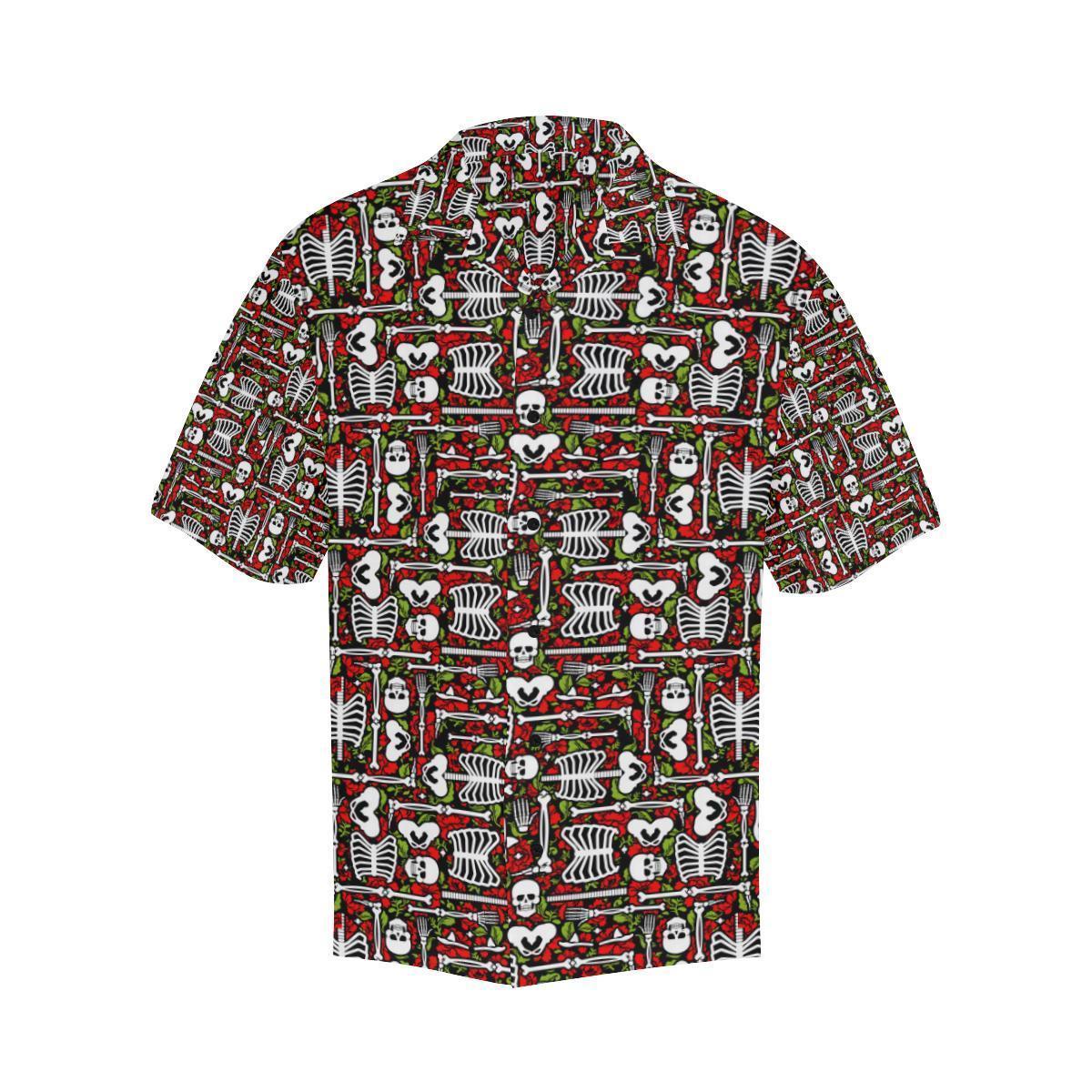Skeleton Pattern Print Hawaiian Shirt