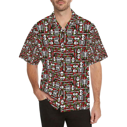 Skeleton Pattern Print Hawaiian Shirt