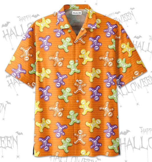 Hawaiian Aloha Shirts Happy Halloween Orange Skeleton Cookie