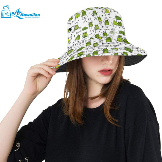 Sketch funny frog pattern Unisex Bucket Hat