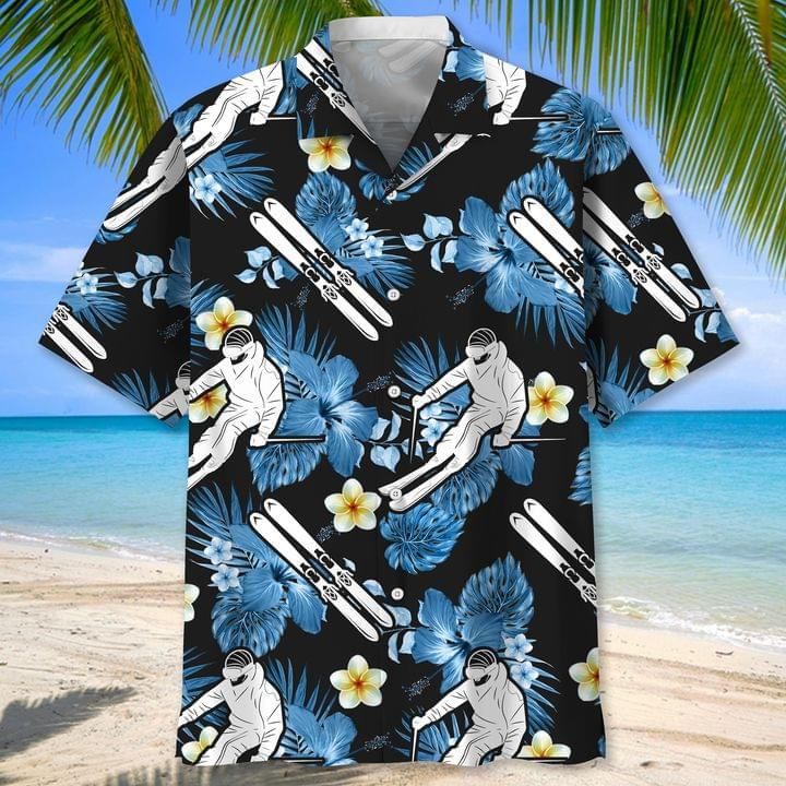 Skiing Lover Tropical Print Short Sleeve 