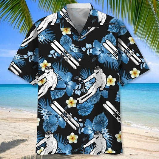 Skiing Lover Tropical Print Short Sleeve 