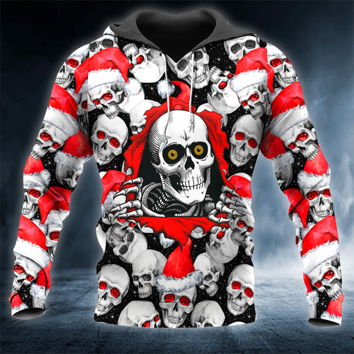 Xmas Skeleton Ripping Out Santa Skull 3D All Over Printed Unisex Hoodie US Size