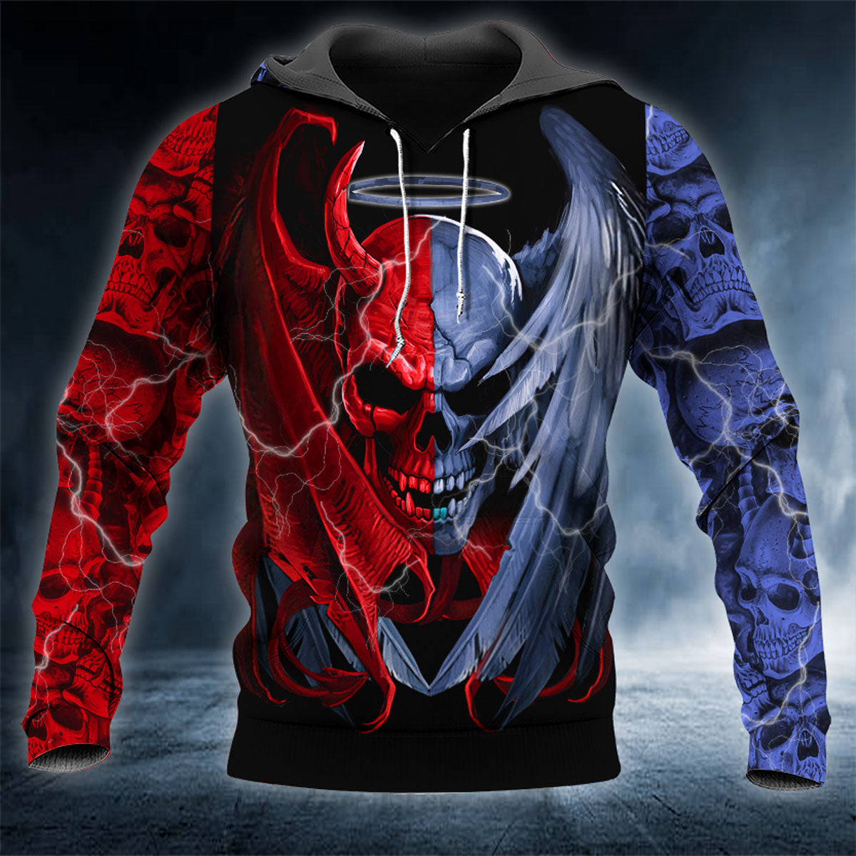 Demon Heaven Hell Skull 3D All Over Printed Unisex Hoodie US Size