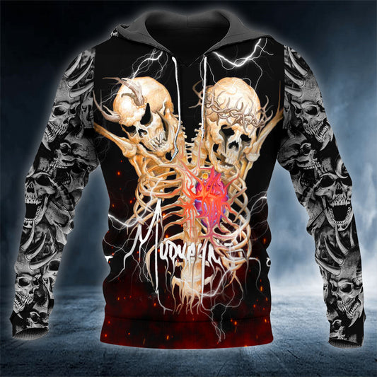 Devil Angel Skeleton Rock Skull 3D All Over Printed Unisex Hoodie US Size