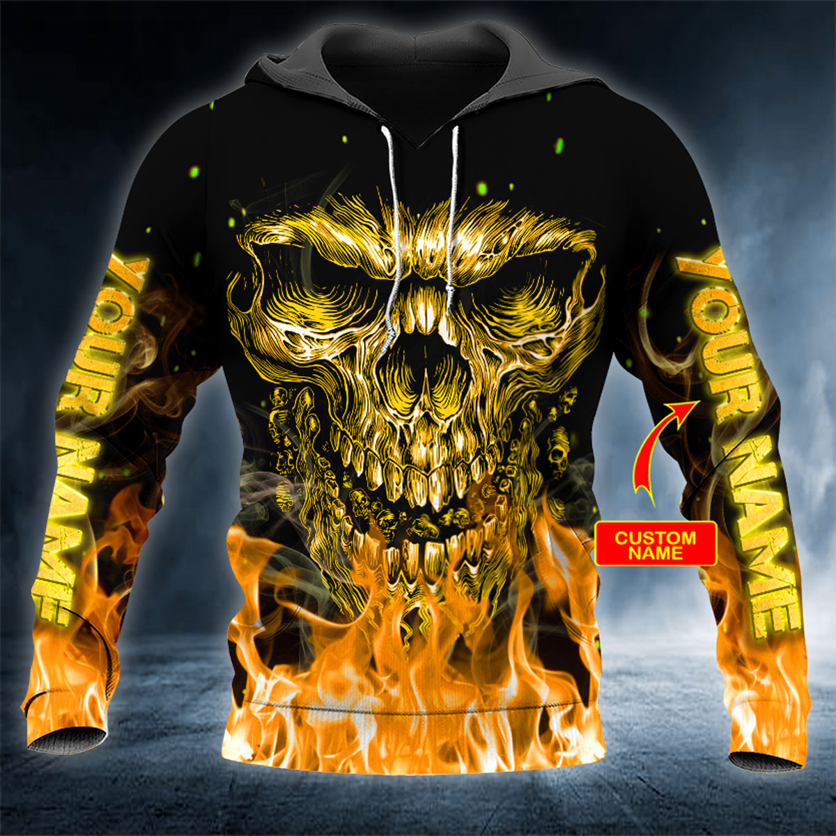 Gold Vampire Skull Personalized  3D All Over Printed Unisex Hoodie US Size