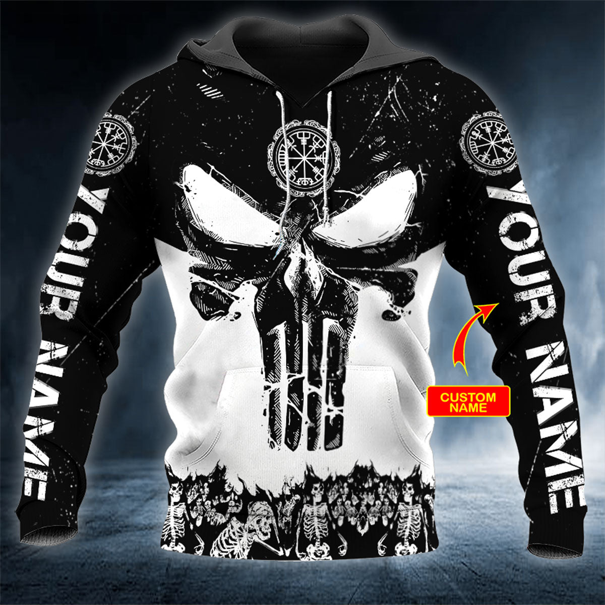 Skull Viking Compass Personalized 3D All Over Printed Unisex Hoodie US Size