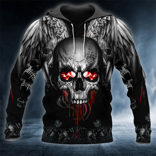 Bloody Skull Wing 3D All Over Printed Unisex Hoodie US Size