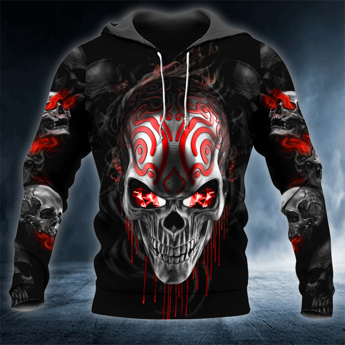 Bloody And Lava Eyes Skull 3D All Over Printed Unisex Hoodie US Size