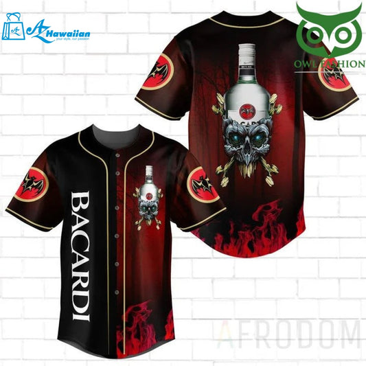 Skull Fire Bacardi Baseball Jersey