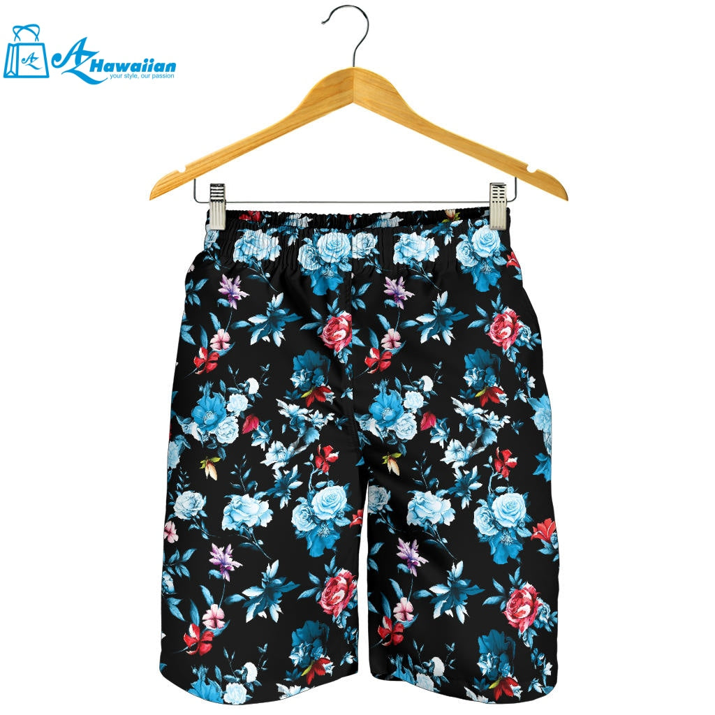 Skull Flower Roses Leave Pattern Men Shorts