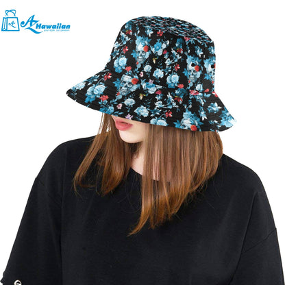 Skull flower roses leave pattern Unisex Bucket Hat