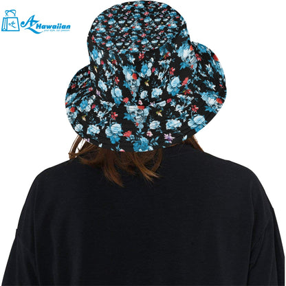 Skull flower roses leave pattern Unisex Bucket Hat