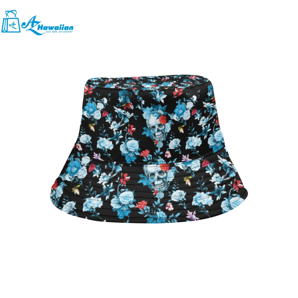 Skull flower roses leave pattern Unisex Bucket Hat