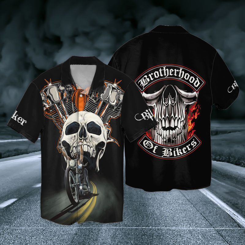 Skull Motorcycle Brotherhood Of Bikers For Men And Women Graphic Print Short Sleeve 