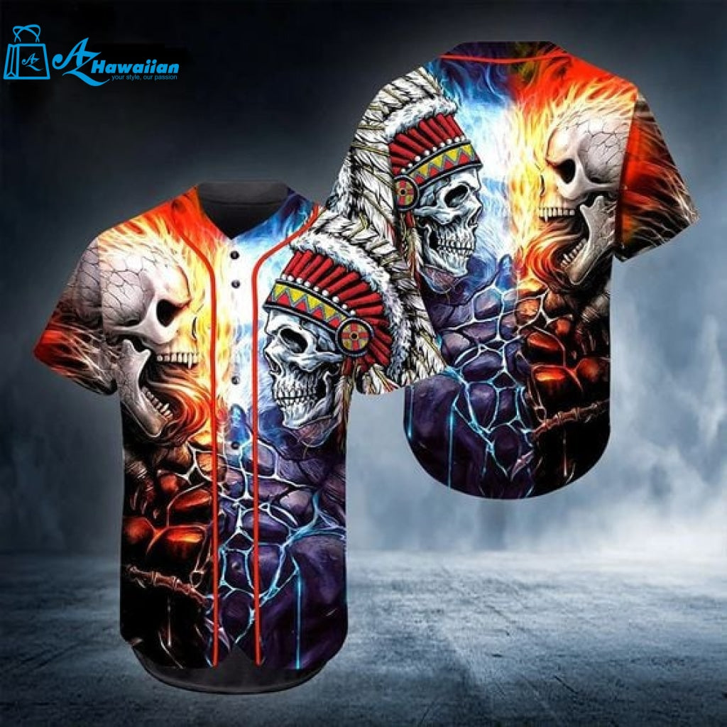 Skull War All Over Print 3D Unisex Baseball Jersey