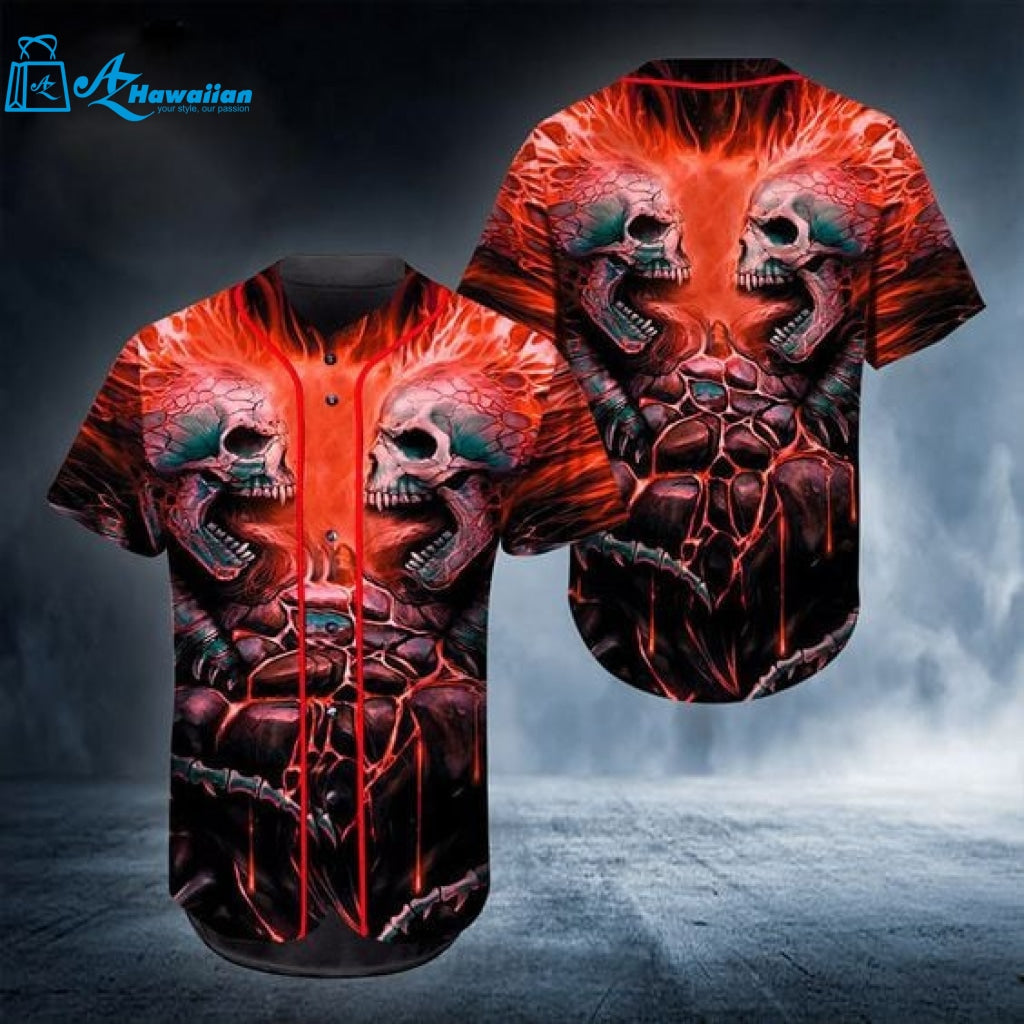 Skull War All Over Print 3D Unisex Baseball Jersey 