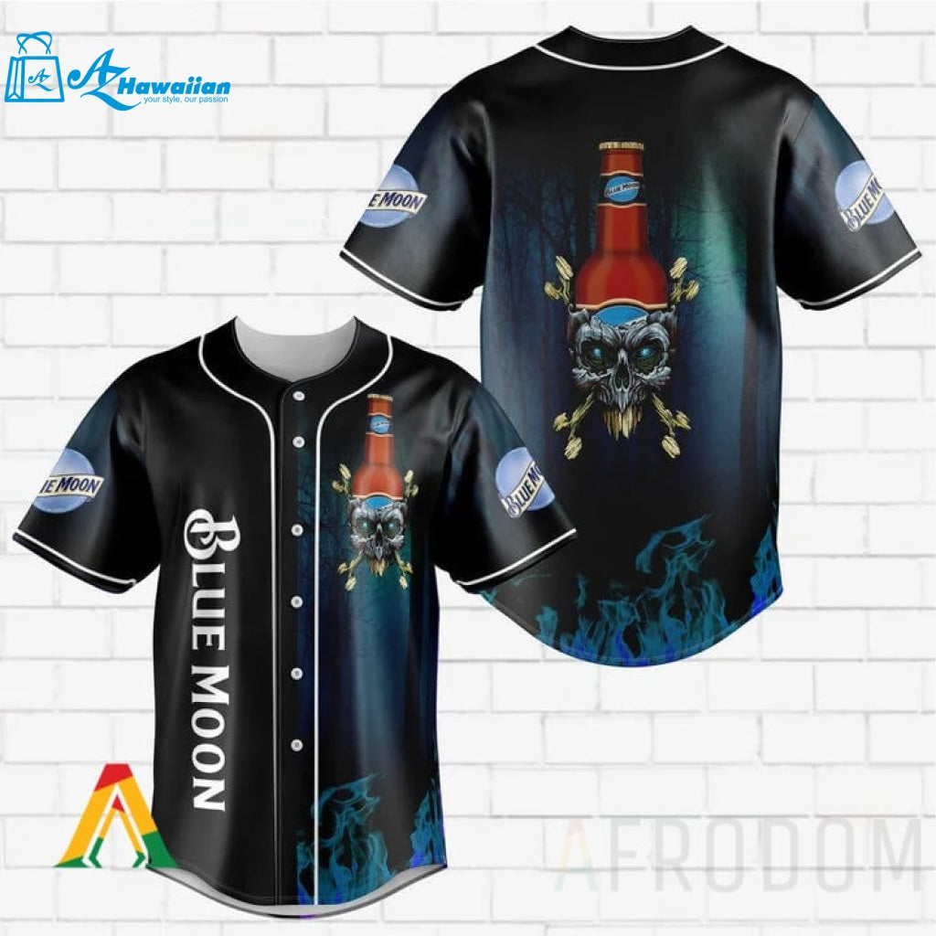 Skull With Blue Moon Baseball Jersey