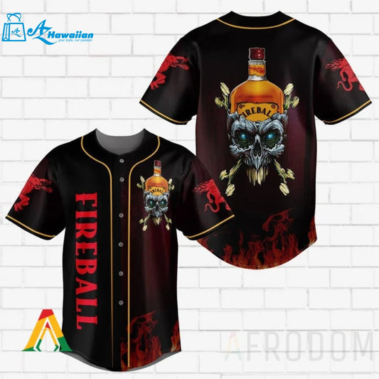 Skull With Fireball Baseball Jersey