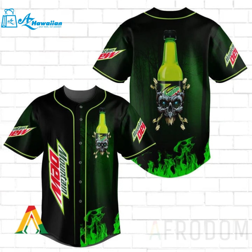 Skull With Mountain Dew Baseball Jersey