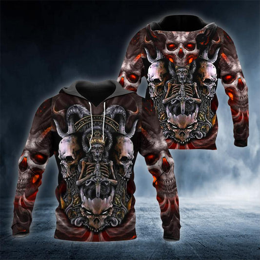 Death Ghost Skull 3D All Over Printed US Unisex Size Hoodies