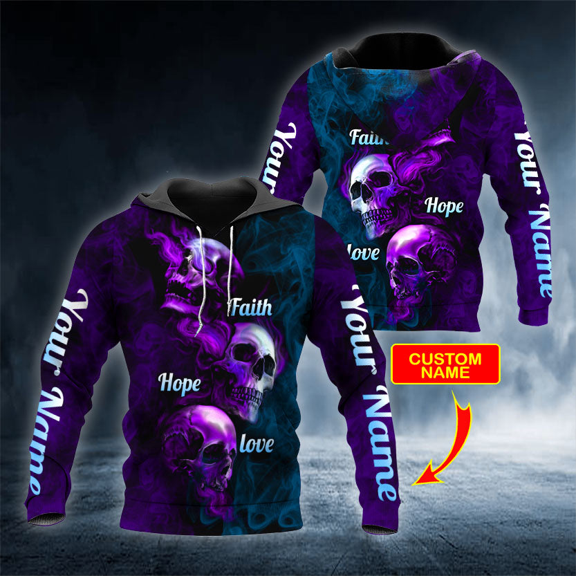 Galaxy Faith Hope Love Skull Personalized 3D All Over Printed Unisex Hoodie US Size