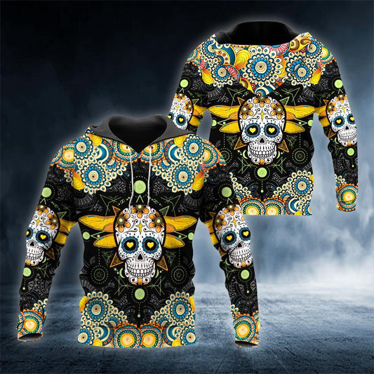 Mandala Pattern Color Skull 3D All Over Printed US Unisex Size Hoodies