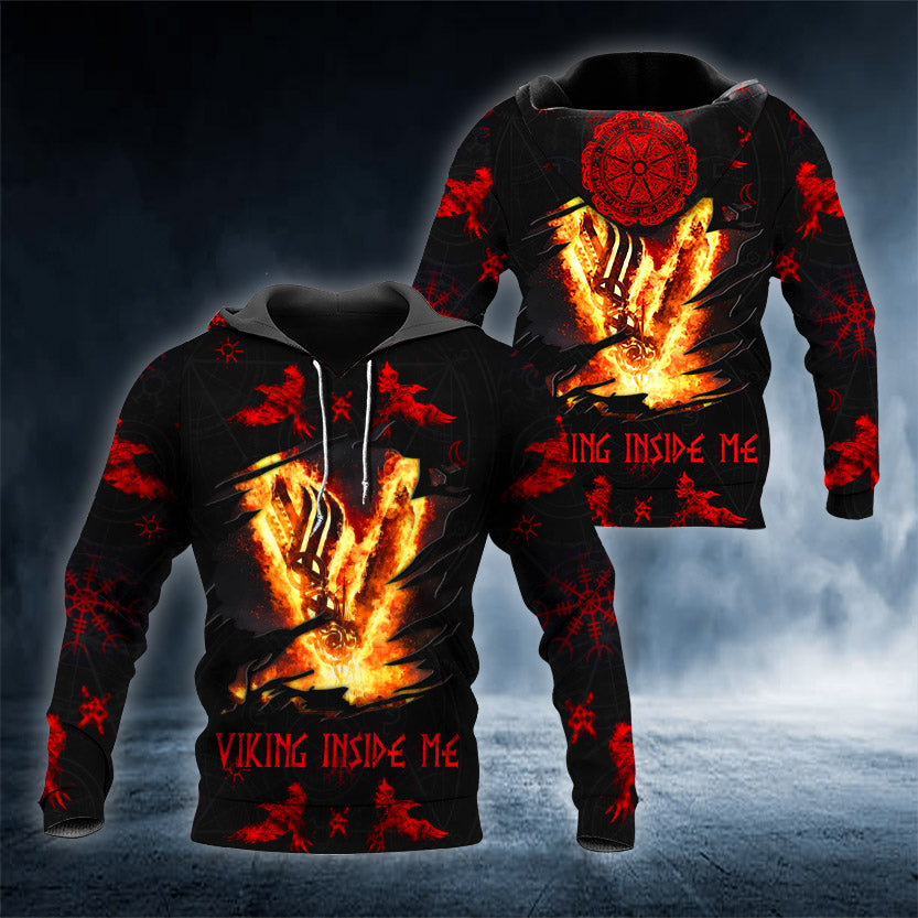 Letter V Viking Inside Me 3D All Over Printed Unisex Hoodie US Size