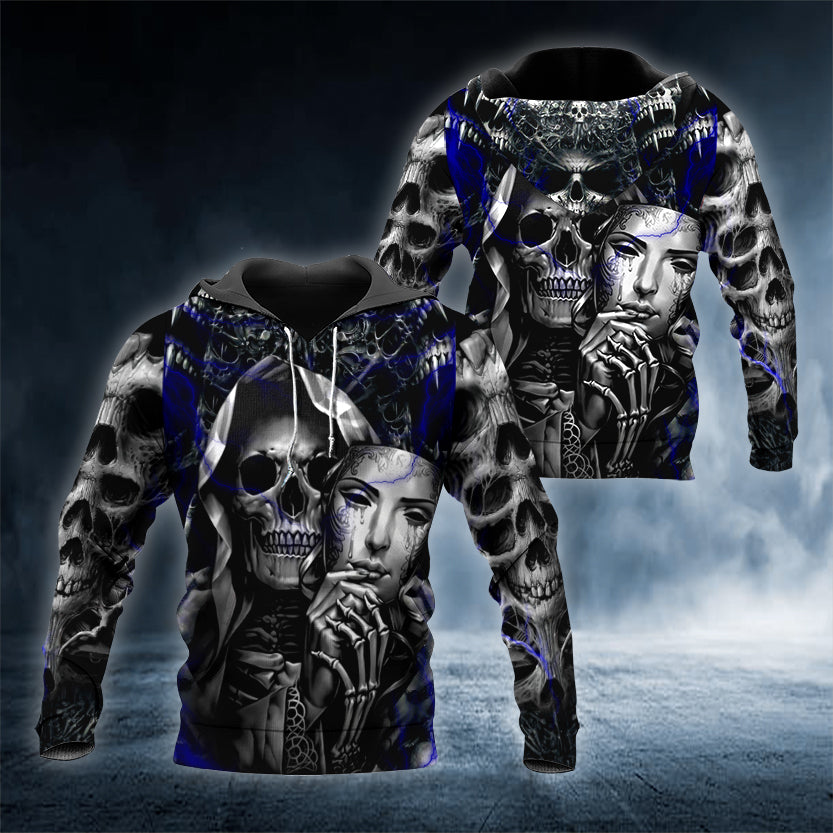 Creepy Grim Reaper With Mask Skull 3D All Over Printed Unisex Hoodie US Size