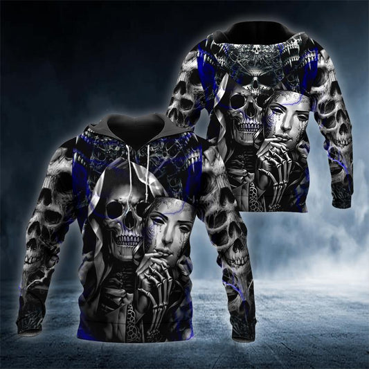 Dark Face Skull 3D All Over Printed US Unisex Size Hoodies