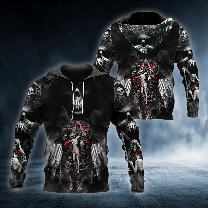 Forbidden Love Gothic Beauty The Death Angel Skull 3D All Over Printed Unisex Hoodie US Size