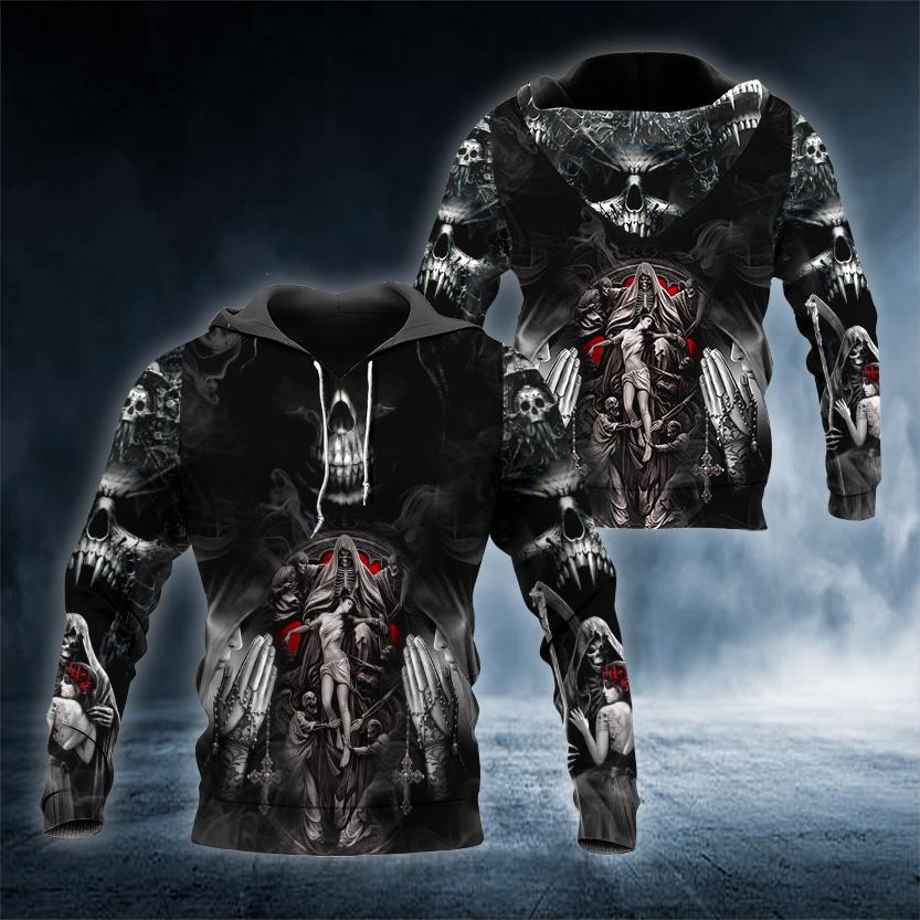 King Death Night Girl Skull 3D All Over Printed US Unisex Size Hoodies