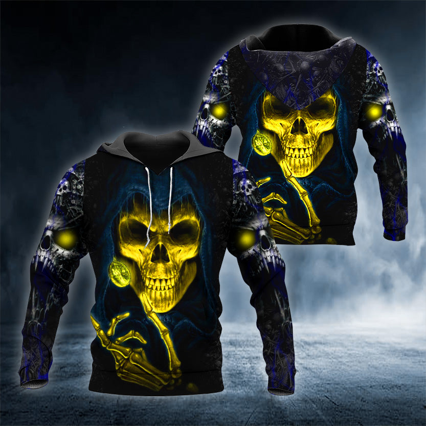 Reaper Front Skull 3D All Over Printed Unisex Hoodie US Size