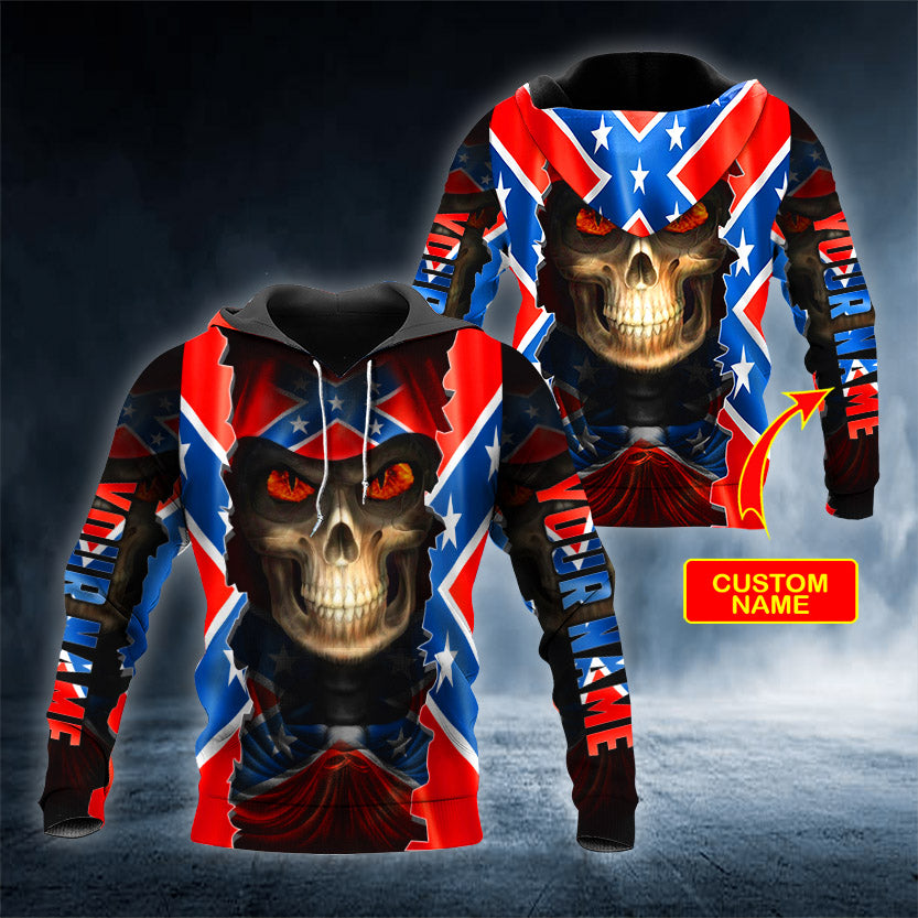 CSA Flag Glowing Eyes Skull Personalized 3D All Over Printed Unisex Hoodie US Size