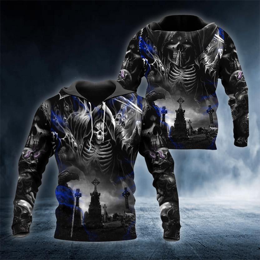 Ghost Death Night Skull 3D All Over Printed US Unisex Size Hoodies