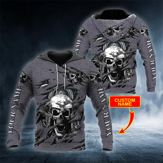 Norse Warrior Skull Viking Personalized 3D All Over Printed Unisex Hoodie US Size