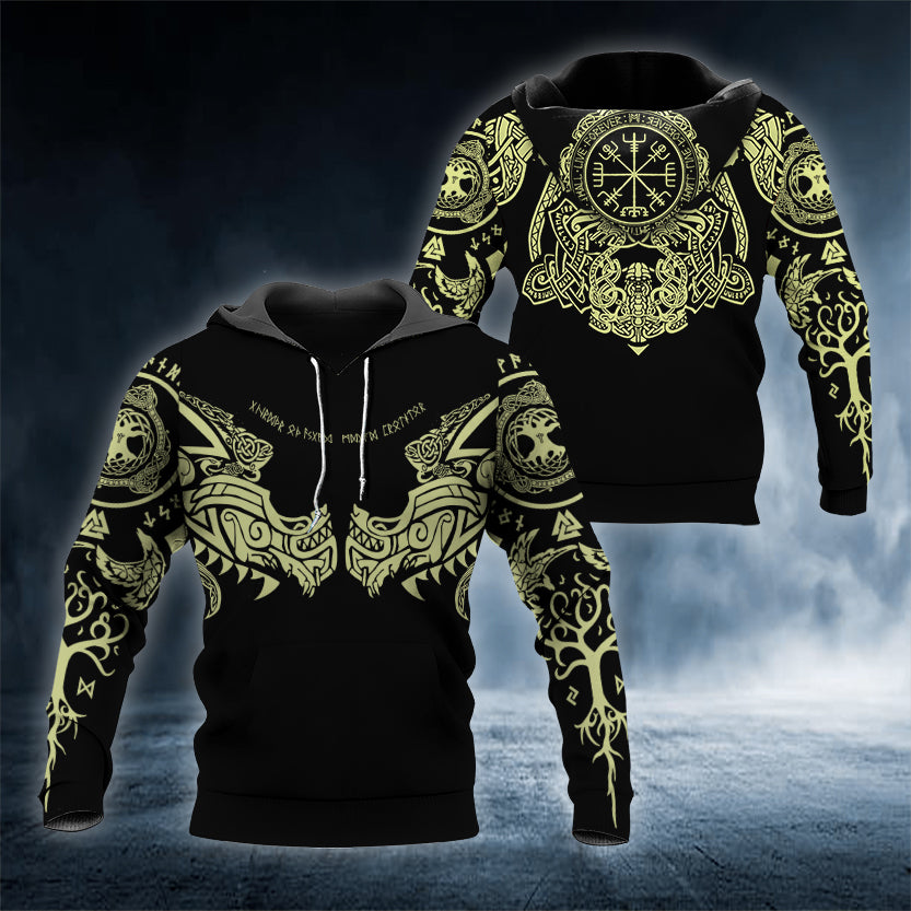 Black Dragons Viking Tattoo 3D All Over Printed Unisex Hoodie US Size