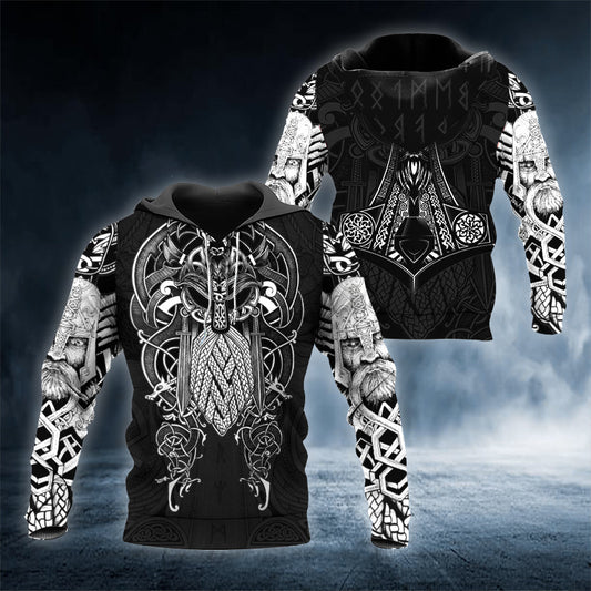 Odin Norse King Viking Tattoo 3D All Over Printed Unisex Hoodie US Size