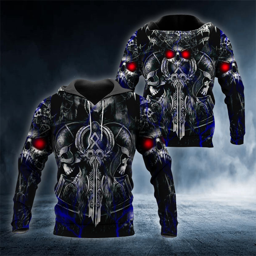 Norse Symbol Warrior Skull Viking 3D All Over Printed Unisex Hoodie US Size